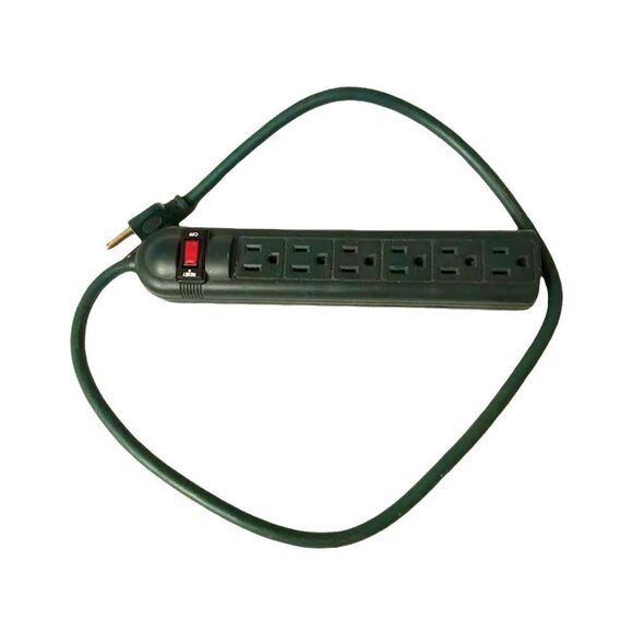 6 Outlet Power Strip Surge Protector Dark Green Works T755 - Picture 1 of 4